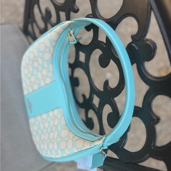 NWT Coach CT765 Signature Jacquard Carmen Shoulder Bag Handbag Faded Blue New - Picture 3 of 7